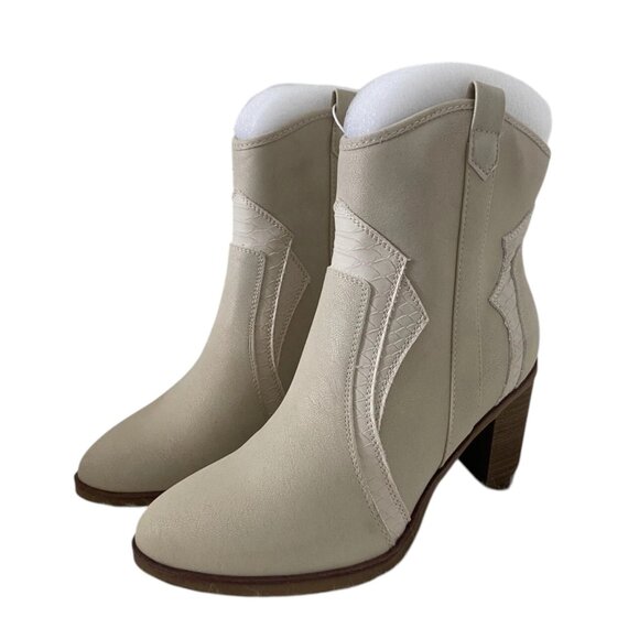 MIA Ivory Cowboy Bootie with Block Heel US Women Size 8 - Picture 1 of 5